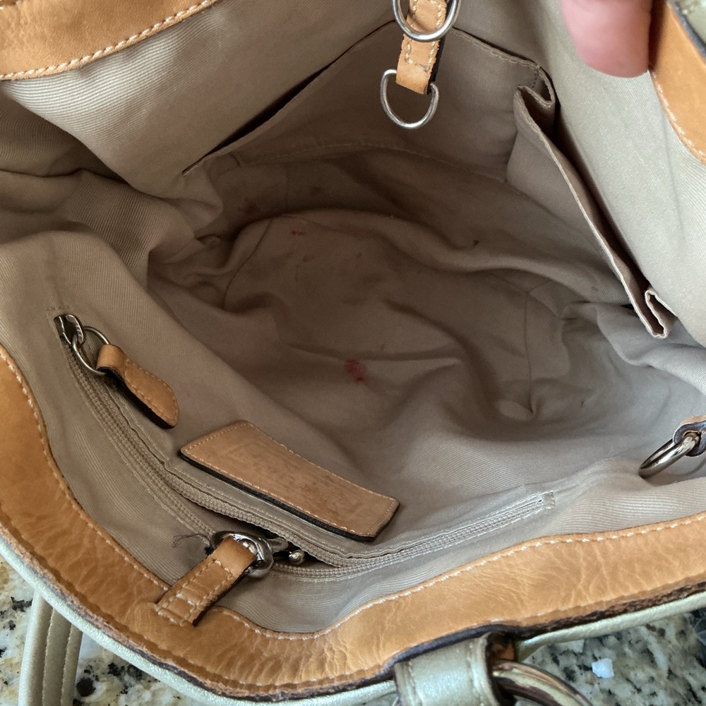 Coach Optic Metallica Gold and Tan Handbag - Picture 4 of 7